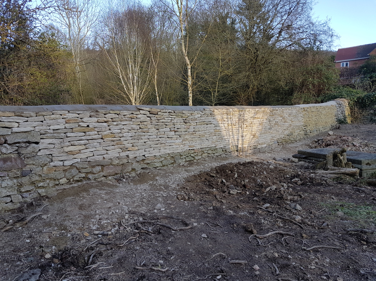 Long boundary wall in Ledbury.